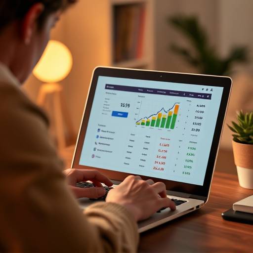 A person reviewing their monthly budget on a laptop